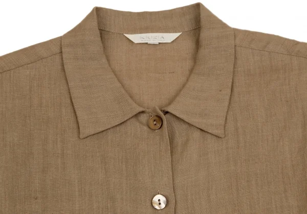 クリッツィアKrizia poi リネン裾ドローコードフレンチスリーブシャツ モカ40 K-107720_003