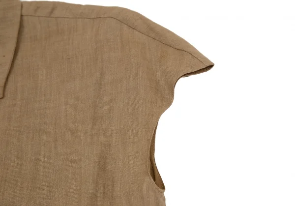 クリッツィアKrizia poi リネン裾ドローコードフレンチスリーブシャツ モカ40 K-107720_005