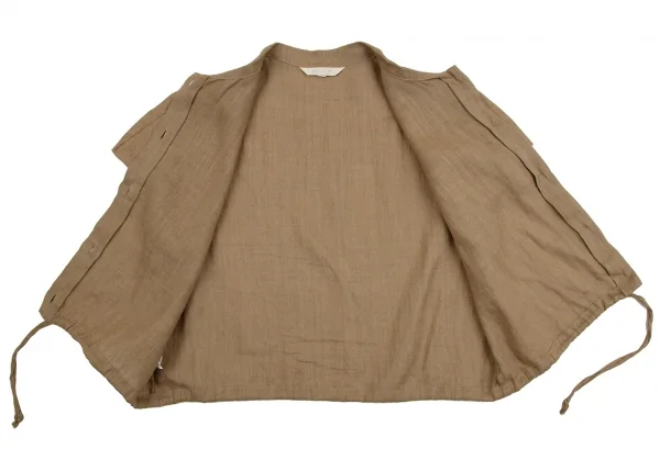 クリッツィアKrizia poi リネン裾ドローコードフレンチスリーブシャツ モカ40 K-107720_008