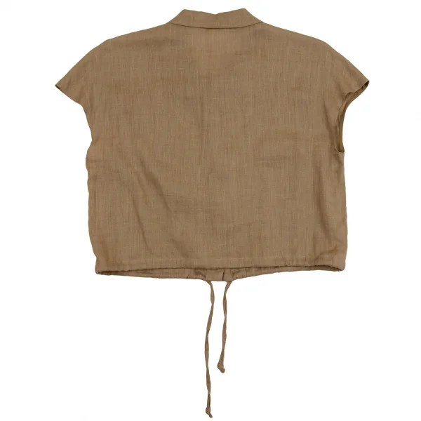 クリッツィアKrizia poi リネン裾ドローコードフレンチスリーブシャツ モカ40 K-107720_009