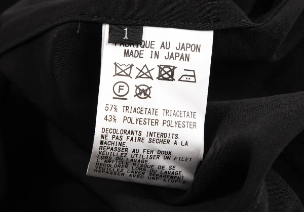 ワイズY's ポリ混裾アシンメトリーノーカラーロングジャケット 黒1 K-107765_015