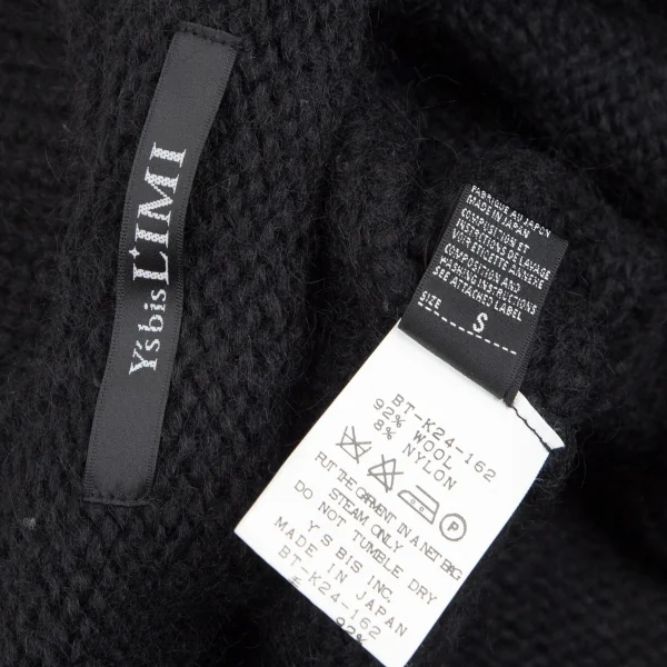 ワイズビスリミY's bis LIMI ウールナイロンストールネックケーブル半袖ニットセーター 黒S K-107780_011