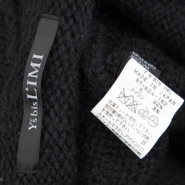 ワイズビスリミY's bis LIMI ウールナイロンストールネックケーブル半袖ニットセーター 黒S K-107780_012