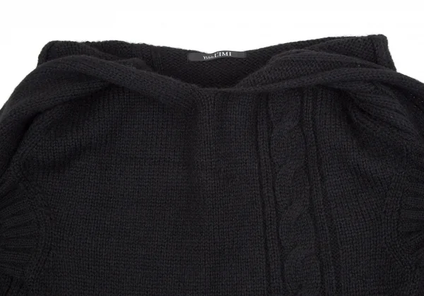 ワイズビスリミY's bis LIMI ウールナイロンストールネックケーブル半袖ニットセーター 黒S K-107780_004