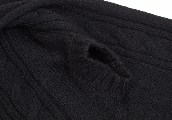 ワイズビスリミY's bis LIMI ウールナイロンストールネックケーブル半袖ニットセーター 黒S K-107780_005