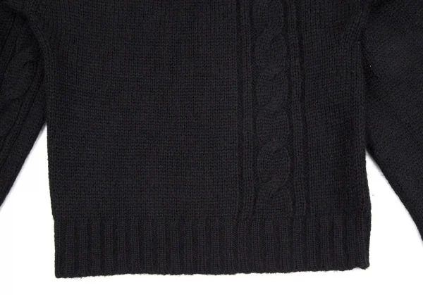 ワイズビスリミY's bis LIMI ウールナイロンストールネックケーブル半袖ニットセーター 黒S K-107780_006