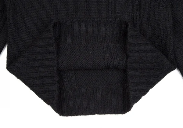 ワイズビスリミY's bis LIMI ウールナイロンストールネックケーブル半袖ニットセーター 黒S K-107780_007