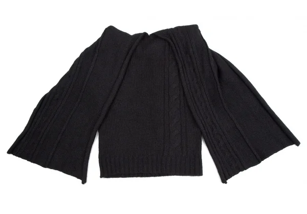 ワイズビスリミY's bis LIMI ウールナイロンストールネックケーブル半袖ニットセーター 黒S K-107780_008