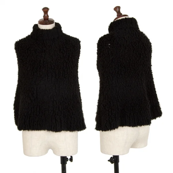 ヨウジヤマモト ファムYohji Yamamoto FEMME カシミヤナイロンタートルネックボアニットケープ 黒3 K-107783_001