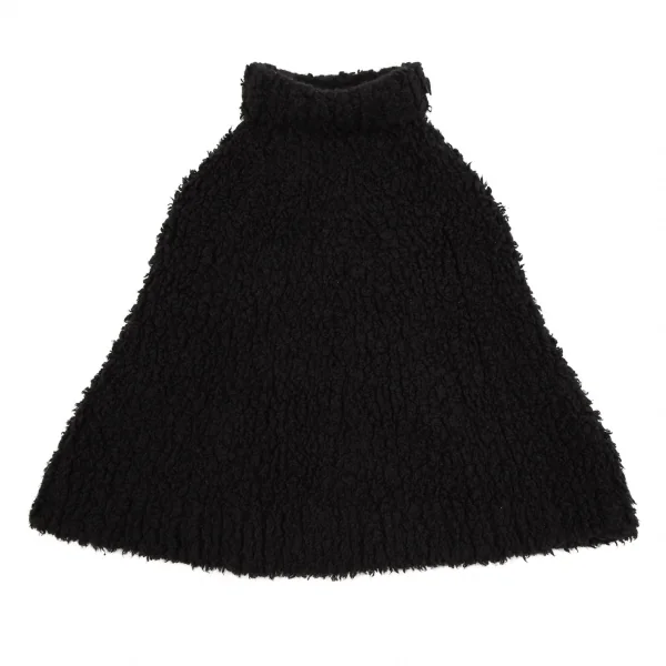 ヨウジヤマモト ファムYohji Yamamoto FEMME カシミヤナイロンタートルネックボアニットケープ 黒3 K-107783_002