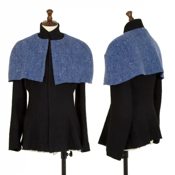 ヨウジヤマモト ファムYohji Yamamoto FEMME ツイードショルダー着脱ジャケット 黒1 K-107786_001