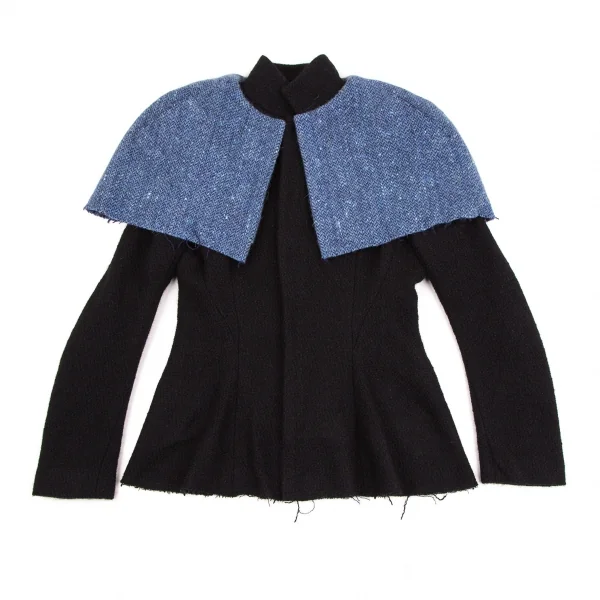 ヨウジヤマモト ファムYohji Yamamoto FEMME ツイードショルダー着脱ジャケット 黒1 K-107786_002