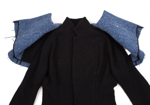 ヨウジヤマモト ファムYohji Yamamoto FEMME ツイードショルダー着脱ジャケット 黒1 K-107786_004