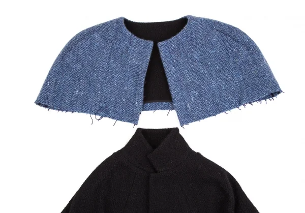 ヨウジヤマモト ファムYohji Yamamoto FEMME ツイードショルダー着脱ジャケット 黒1 K-107786_006