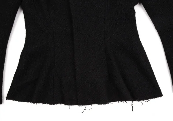 ヨウジヤマモト ファムYohji Yamamoto FEMME ツイードショルダー着脱ジャケット 黒1 K-107786_012