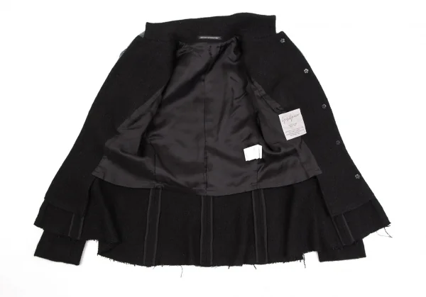 ヨウジヤマモト ファムYohji Yamamoto FEMME ツイードショルダー着脱ジャケット 黒1 K-107786_013