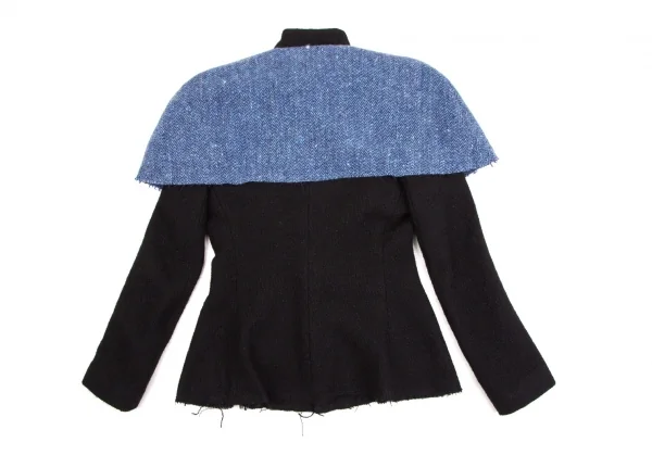 ヨウジヤマモト ファムYohji Yamamoto FEMME ツイードショルダー着脱ジャケット 黒1 K-107786_014