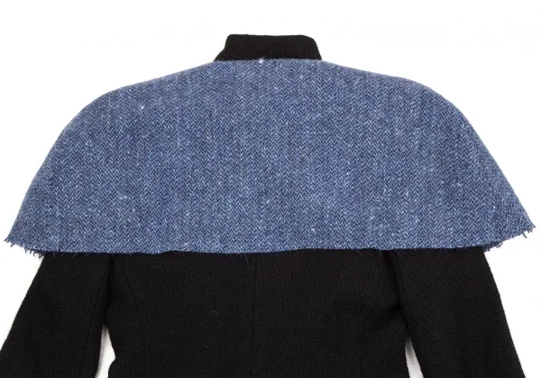 ヨウジヤマモト ファムYohji Yamamoto FEMME ツイードショルダー着脱ジャケット 黒1 K-107786_015