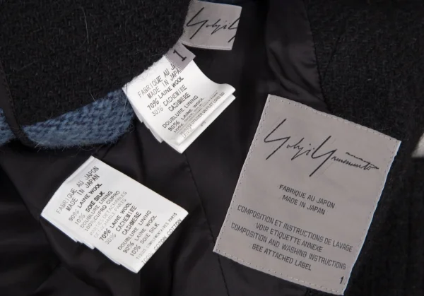 ヨウジヤマモト ファムYohji Yamamoto FEMME ツイードショルダー着脱ジャケット 黒1 K-107786_017