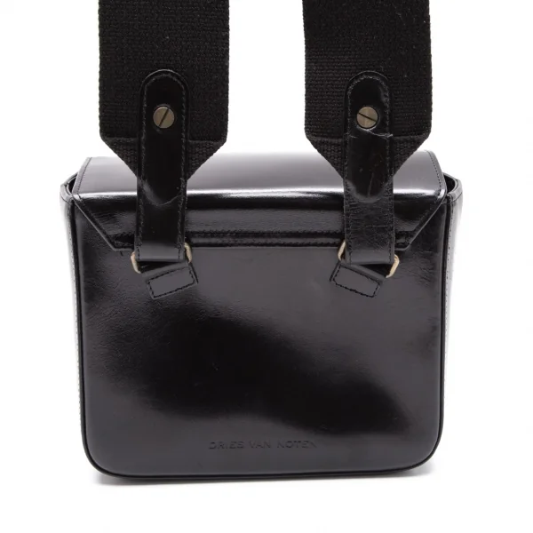 ドリスヴァンノッテンDRIES VAN NOTEN フラワー刺繍ストラップレザーショルダーバッグ 黒 K-107794_005
