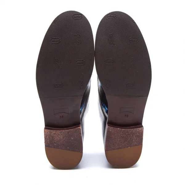 カンペールCAMPER TWINS PAM タイダイプリントレザーフラットシューズ 白青39(24.5) K-107795_010