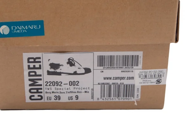 カンペールCAMPER TWINS PAM タイダイプリントレザーフラットシューズ 白青39(24.5) K-107795_016