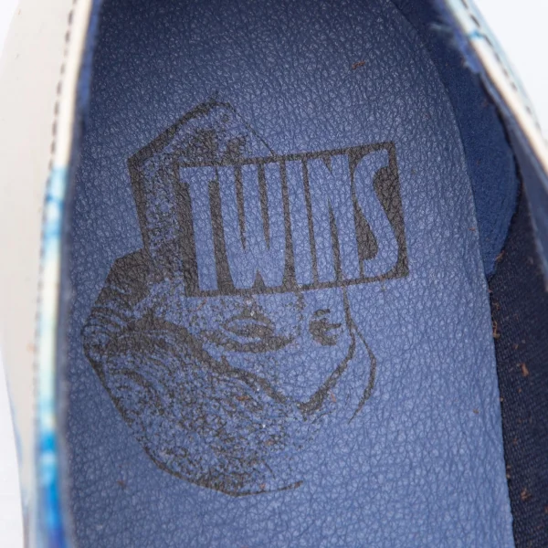 カンペールCAMPER TWINS PAM タイダイプリントレザーフラットシューズ 白青39(24.5) K-107795_017