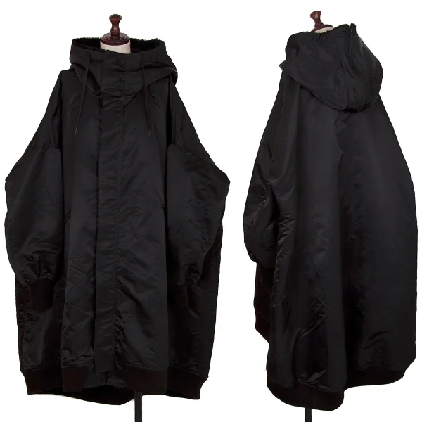 レギュレーション ヨウジヤマモトREGULATION yohji yamamoto ビッグシルエットフーデッドボンバーコート 黒2 K-107797_001