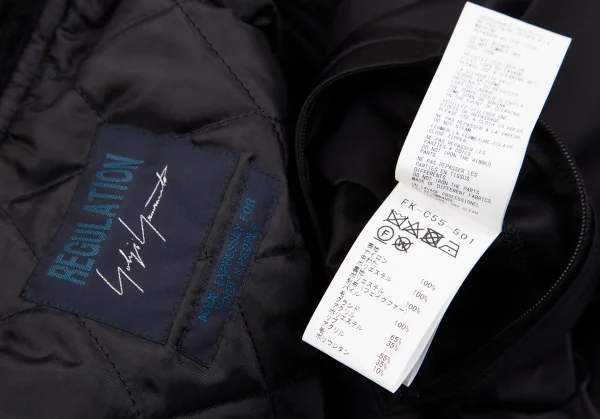 レギュレーション ヨウジヤマモトREGULATION yohji yamamoto ビッグシルエットフーデッドボンバーコート 黒2 K-107797_019