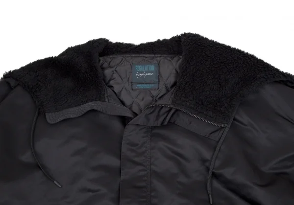 レギュレーション ヨウジヤマモトREGULATION yohji yamamoto ビッグシルエットフーデッドボンバーコート 黒2 K-107797_007