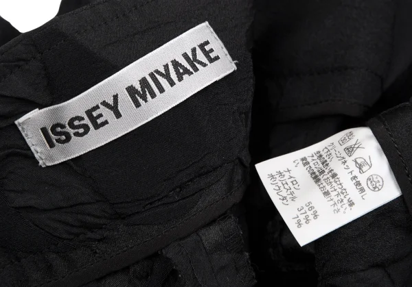 イッセイミヤケISSEY MIYAKE ふくれジャガードストレッチパンツ 黒2 K-107852_010