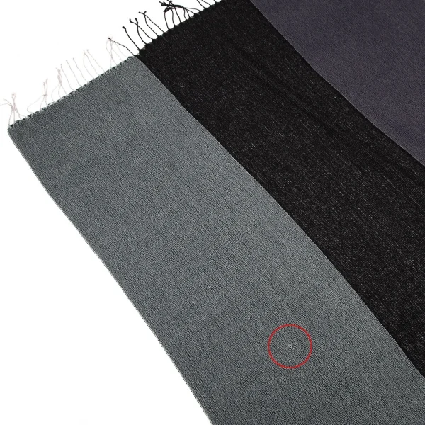 イッセイミヤケISSEY MIYAKE カシミアシルク切替フリンジストール 緑黒紺 K-107853_004