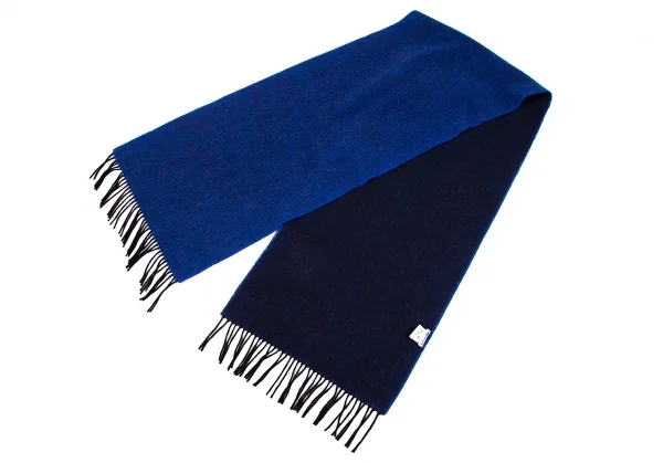 イッセイミヤケISSEY MIYAKE ウールナイロン起毛フリンジマフラー 青 K-107854_002