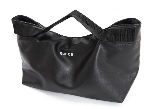 ズッカzucca フェイクレザー切替キャンバスショルダーバッグ 黒 (K-107855)