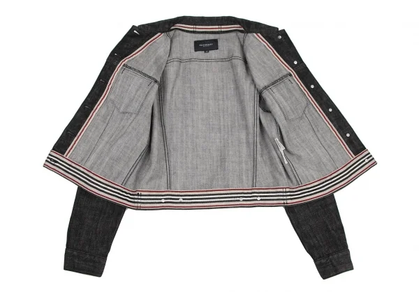 バーバリーロンドンBURBERRY LONDON テープ切替ストレッチデニムジャケット 黒40 K-107874_012