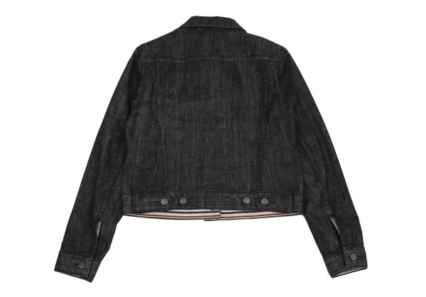 バーバリーロンドンBURBERRY LONDON テープ切替ストレッチデニムジャケット 黒40 K-107874_013