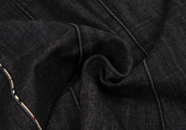 バーバリーロンドンBURBERRY LONDON チェックパイピング切替デニムスカート 黒40 K-107875_010