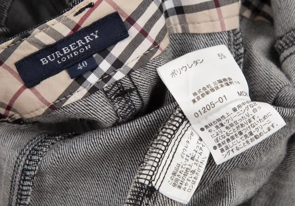 バーバリーロンドンBURBERRY LONDON チェックパイピング切替デニムスカート 黒40 K-107875_012
