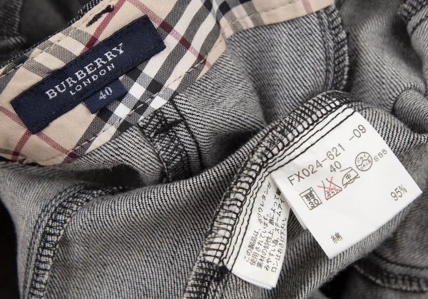 バーバリーロンドンBURBERRY LONDON チェックパイピング切替デニムスカート 黒40 K-107875_013