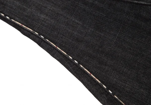 バーバリーロンドンBURBERRY LONDON チェックパイピング切替デニムスカート 黒40 K-107875_006