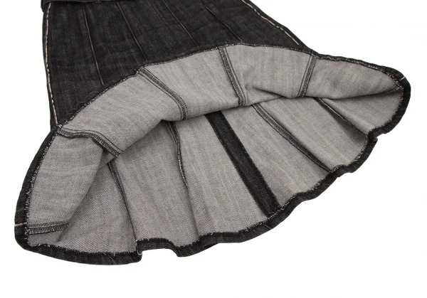 バーバリーロンドンBURBERRY LONDON チェックパイピング切替デニムスカート 黒40 K-107875_007