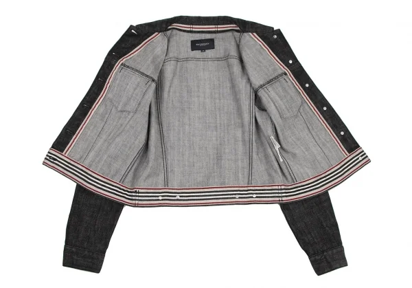 バーバリーロンドンBURBERRY LONDON テープ切替ストレッチデニムセットアップスーツ 黒40 K-107876_010