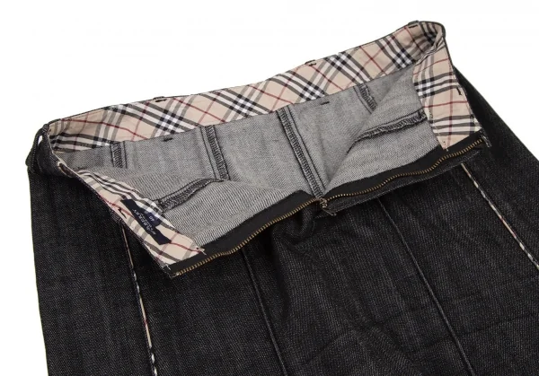 バーバリーロンドンBURBERRY LONDON テープ切替ストレッチデニムセットアップスーツ 黒40 K-107876_018