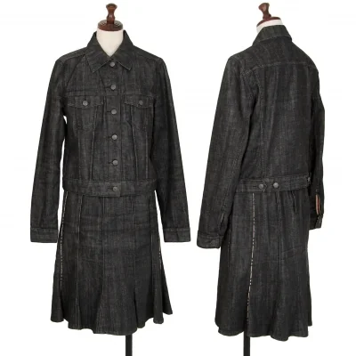 バーバリーロンドンBURBERRY LONDON テープ切替ストレッチデニムセットアップスーツ 黒