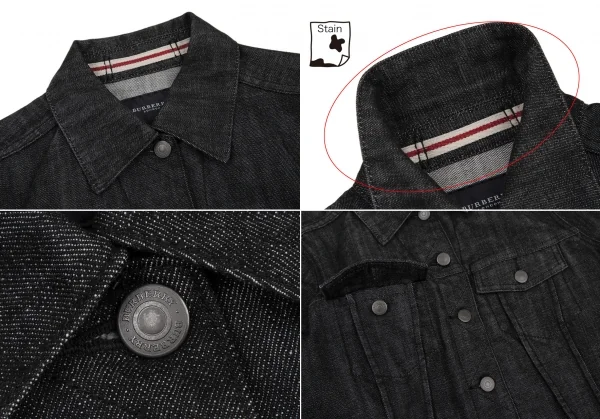 バーバリーロンドンBURBERRY LONDON テープ切替ストレッチデニムセットアップスーツ 黒40 K-107876_005