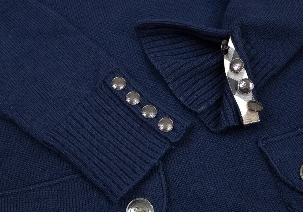 バーバリーロンドンBURBERRY LONDON ウールVネックパッチポケットニットセーター 紺2 K-107880_006