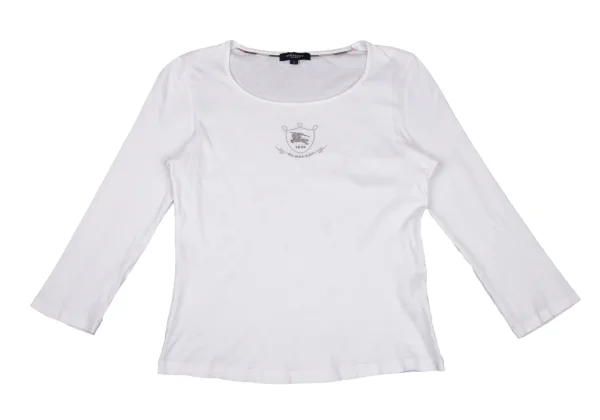 BURBERRY LONDON Cotton Embroidery 3/4 Sleeve T Shirt K-107884_002