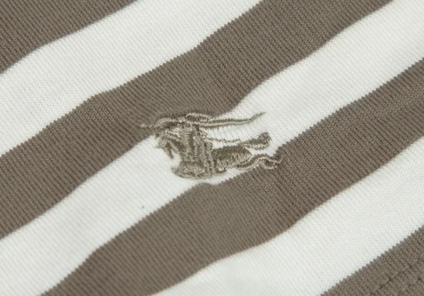 バーバリーロンドンBURBERRY LONDON ネックギャザーボーダーTシャツ カーキ白2 K-107885_007