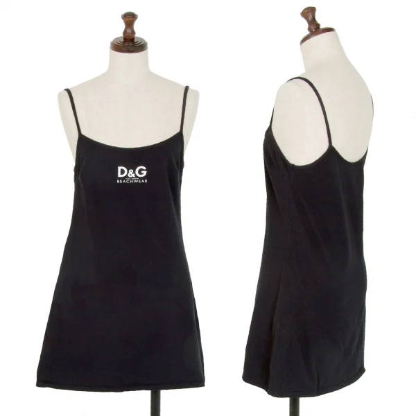 ディーアンドジーD&G BEACHWEAR ロゴプリントキャミトップス 黒2 K-107886_001