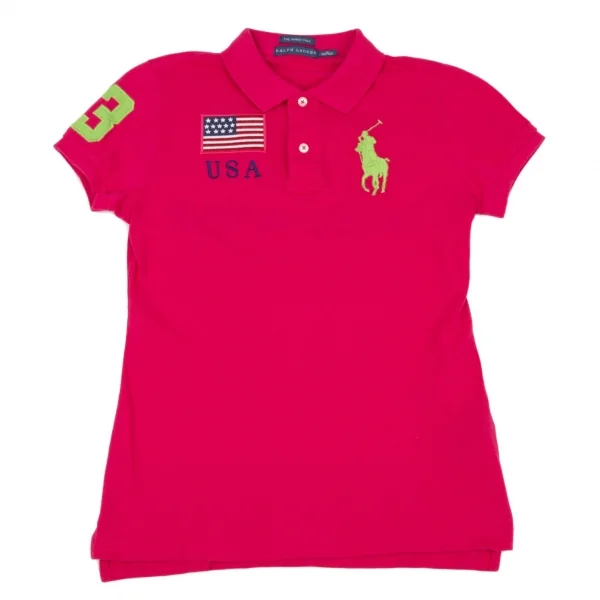 ラルフローレンRalph Lauren ナンバリング刺繍ポロシャツ ピンクM K-107888_002